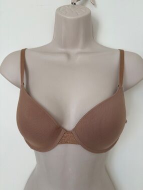 Natori Private Luxuries Dark Nude Underwire Lace Trim Bra 34B